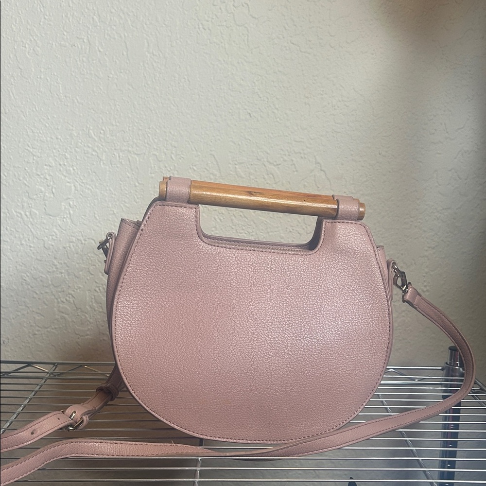 Antik Kraft Blush Crossbody Bag with Bamboo Handle